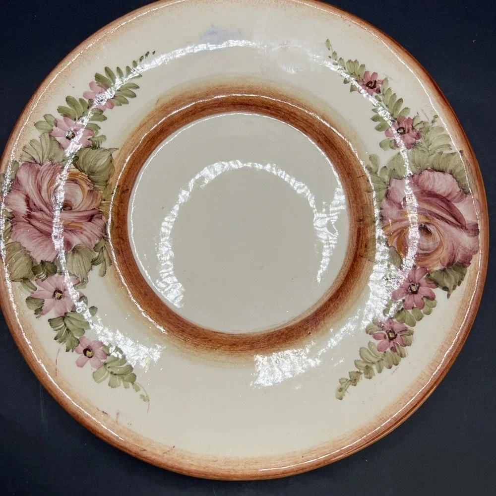 Vtg Tiziano Italian Capodimonte Soup Tureen Lid Underplate Hand Painted Roses